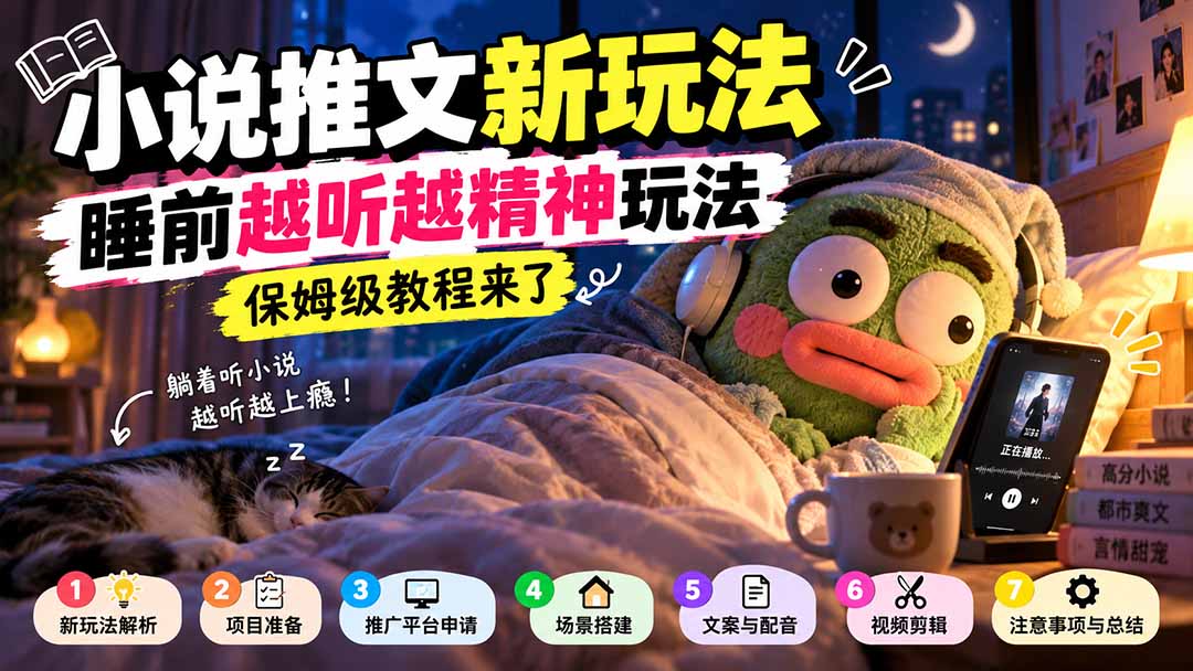 小说推文新玩法,睡前越听越精神玩法,保姆级教程来了-资源宝库