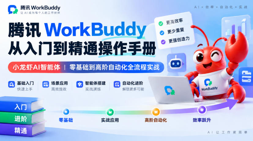 腾讯WorkBuddy从入门到精通操作手册｜小龙虾AI智能体，零基础到高阶自动化全流程实战【文档】-小艾项目网
