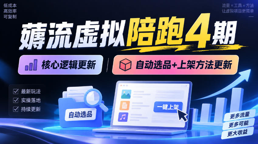 薅流虚拟陪跑4期丨核心逻辑更新丨自动选品+上架方法更新-小艾项目网