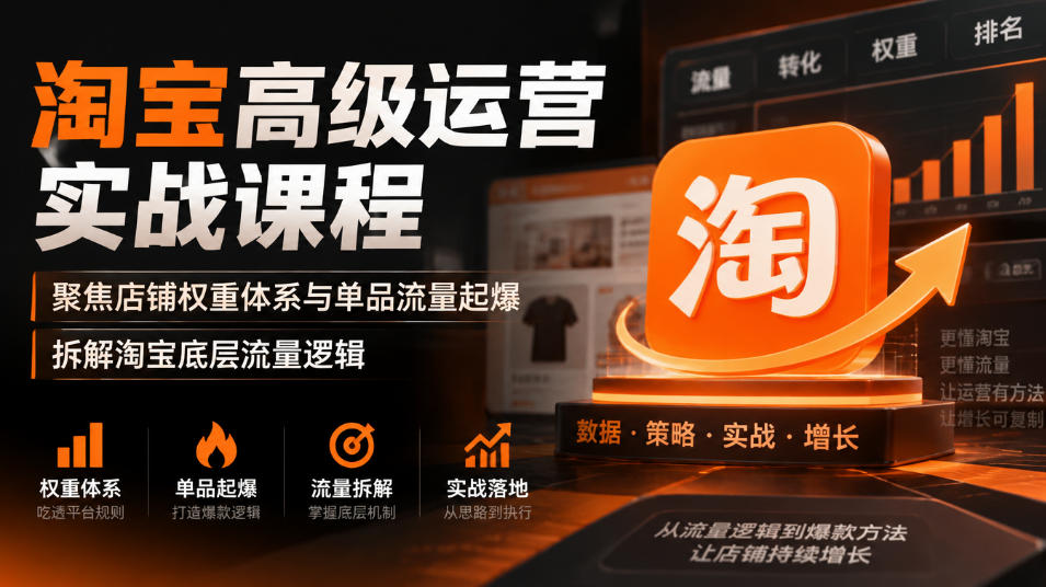 淘宝高级运营实战课程，聚焦店铺权重体系与单品流量起爆，拆解淘宝底层流量逻辑-小艾项目网