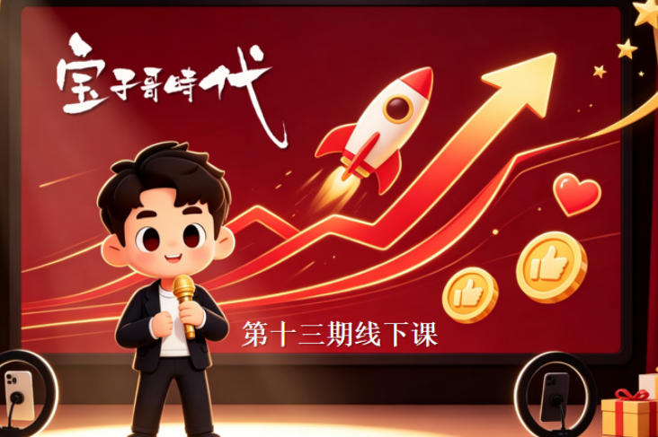 宝子哥抖音直播第13期VIP线下课9月5-6日，26年最值得看的直播课程，快速突破直播间流量瓶颈，打造高效起号闭环-小艾项目网