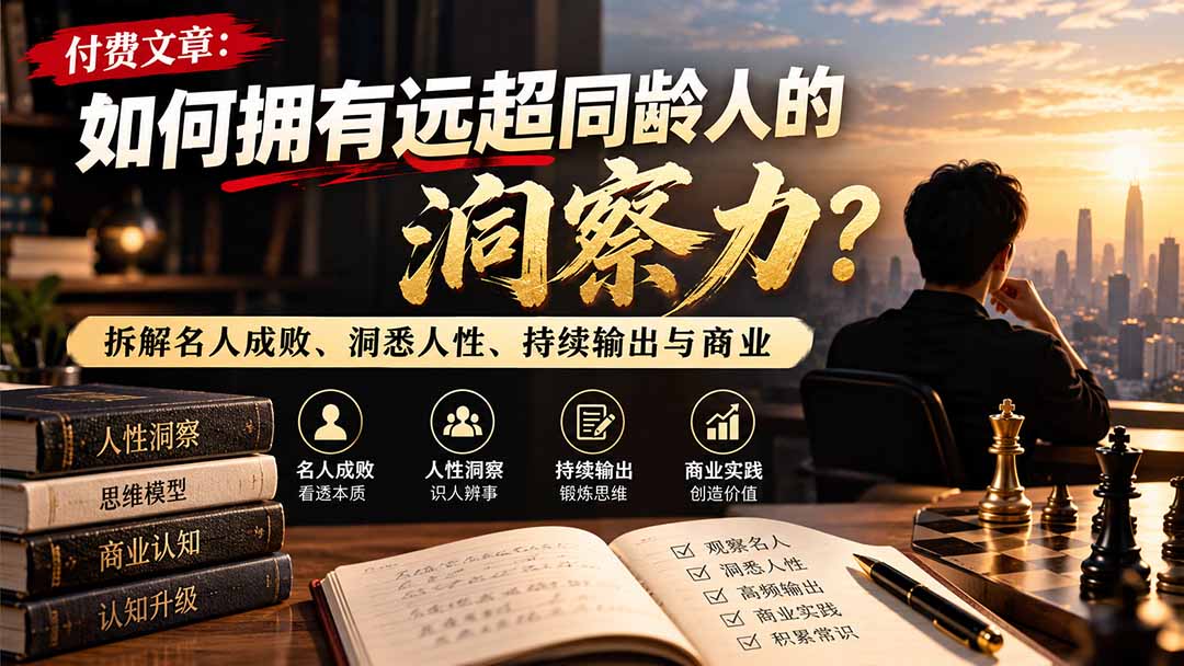 付费文章:如何拥有远超同龄人的洞察力?拆解名人成败、洞悉人性、持续输出与商业实践-小艾项目网