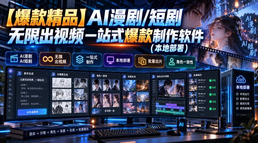 【爆款精品】AI漫剧/短剧无限出视频一站式爆款制作软件(本地部署)-小艾项目网