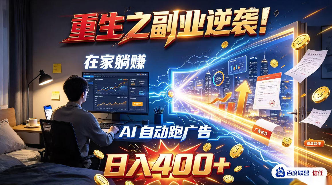 重生之副业逆袭！在家躺赚AI自动跑广告日入400+，无需人工操作【揭秘】-小艾项目网