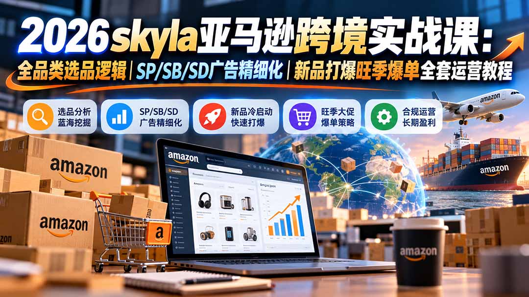 skyla亚马逊跨境实战课-更新1019：全品类选品逻辑｜SP/SB/SD广告精细化｜新品打爆旺季爆单全套运营教程-资源宝库
