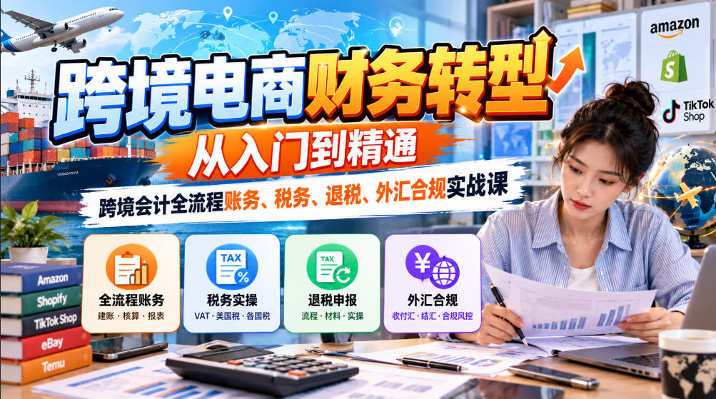 跨境电商财务转型:从入门到精通|跨境会计全流程账务、税务、退税、外汇合规实战课-小艾项目网
