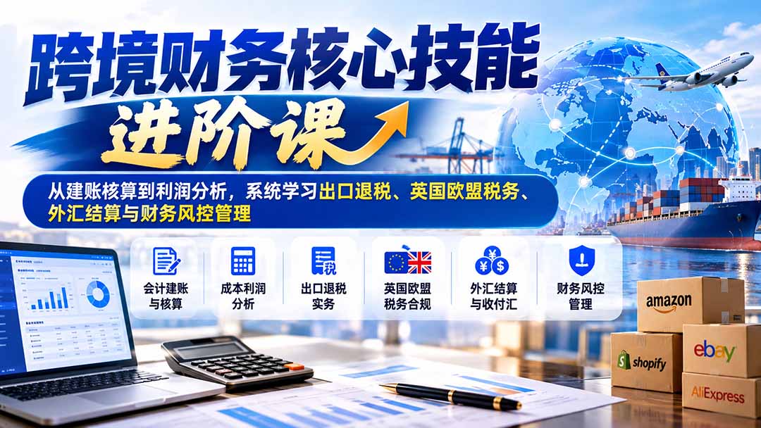 跨境财务核心技能进阶课：从建账核算到利润分析，系统学习出口退税、英国欧盟税务、外汇结算与财务风控管理-小艾项目网