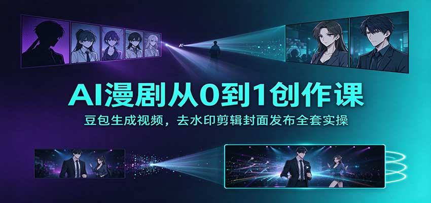 AI漫剧从0到1创作课：豆包生成视频，去水印剪辑封面发布全套实操-小艾项目网