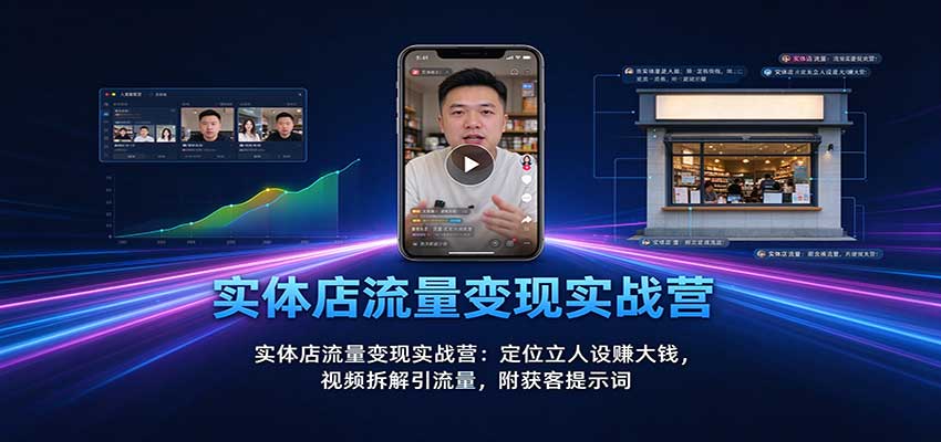 实体店流量变现实战营：定位立人设赚大钱，视频拆解引流量，附获客提示词-小艾项目网