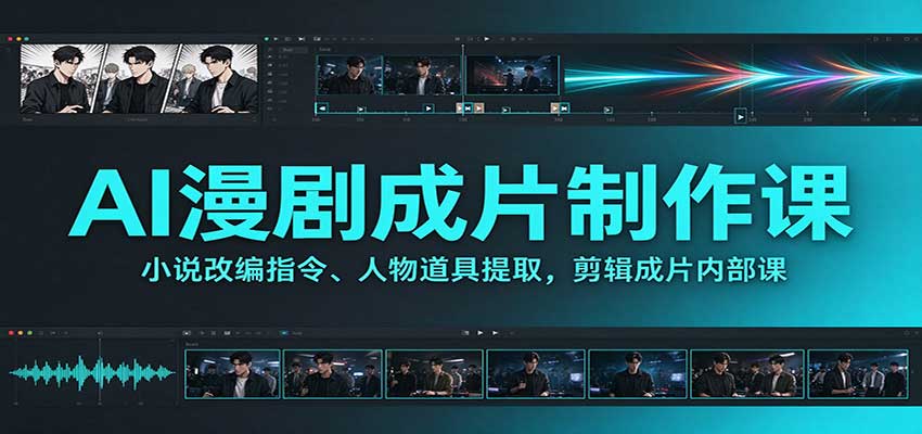 AI漫剧成片制作课：小说改编指令、人物道具提取，剪辑成片全流程-资源宝库