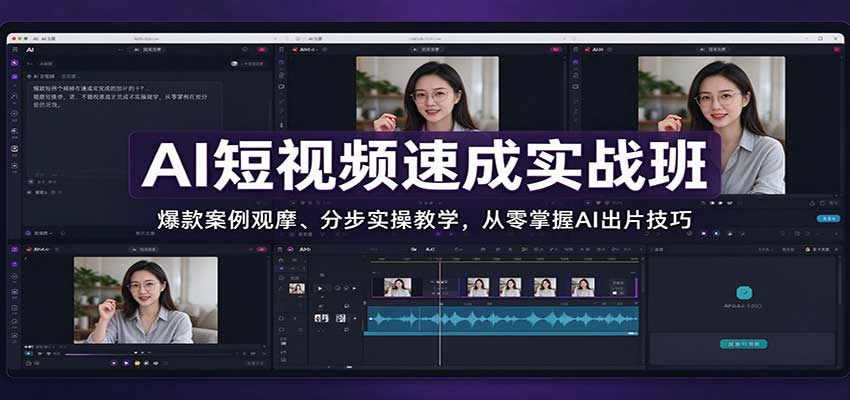 AI短视频速成实战班:爆款案例观摩、分步实操教学,从零掌握AI出片技巧-小艾项目网