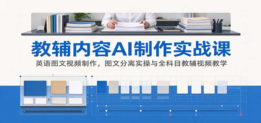 AI制作教辅内容实战课:英语图文视频制作,图文分离实操与全科目教辅视频教学-小艾项目网