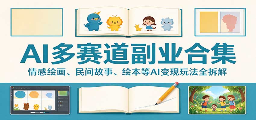 AI多赛道副业合集：情感绘画、民间故事、绘本等AI变现玩法全拆解-小艾项目网