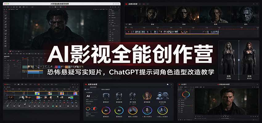 AI影视全能创作营：恐怖悬疑写实短片，ChatGPT提示词角色造型改造教学-小艾项目网