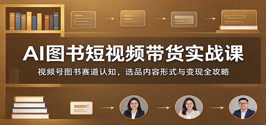 AI图书短视频带货实战课：视频号图书赛道认知，选品内容形式与变现全攻略-小艾项目网