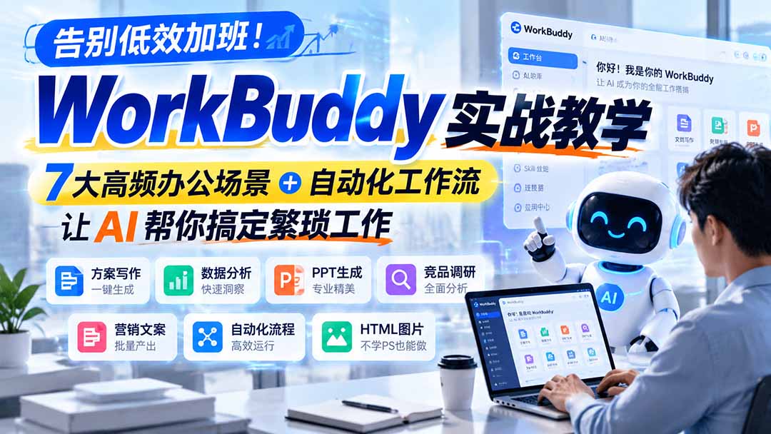 告别低效加班!WorkBuddy实战教学,7大高频办公场景+自动化工作流,让AI帮你搞定繁琐工作-小艾项目网