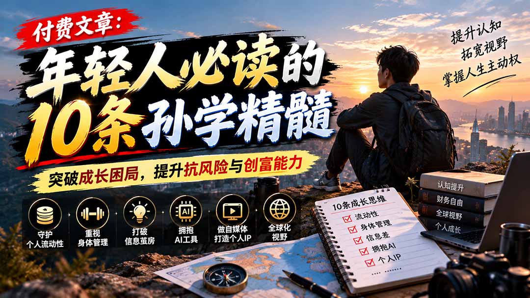 付费文章：年轻人必读的10条孙学精髓，突破成长困局，提升抗风险与创富能力-小艾项目网