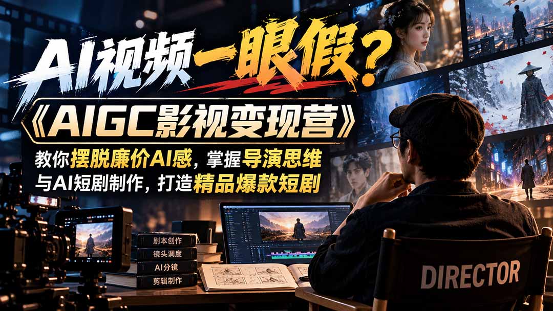 【无水印】AI视频一眼假?《AIGC影视变现营》教你摆脱廉价AI感,掌握导演思维与AI短剧制作,打造精品爆款短剧-小艾项目网