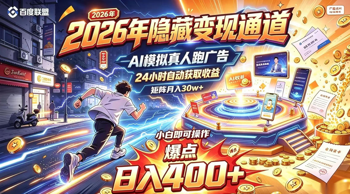 2026年别死磕自媒体，隐藏变现通道，AI模拟真人自动跑广告，小白即可操作，日入400+，矩阵月入可达到30w+【揭秘】-小艾项目网
