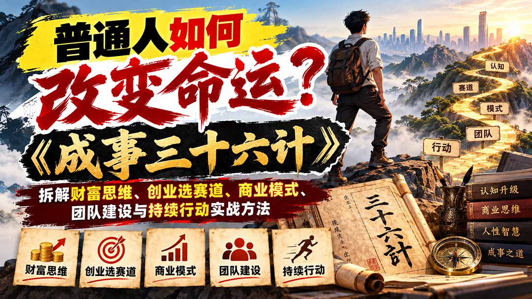 普通人如何改变命运？《成事三十六计》拆解财富思维、创业选赛道、商业模式、团队建设与持续行动实战方法-小艾项目网