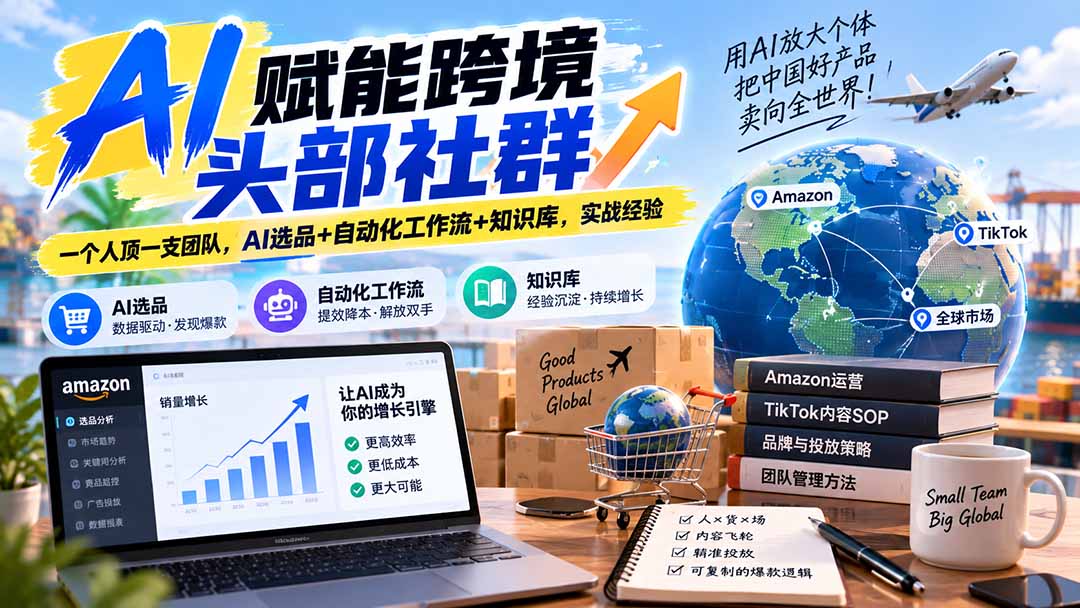 AI赋能跨境头部社群-更新1023：一个人顶一支团队，AI选品+自动化工作流+知识库，实战经验-小艾项目网