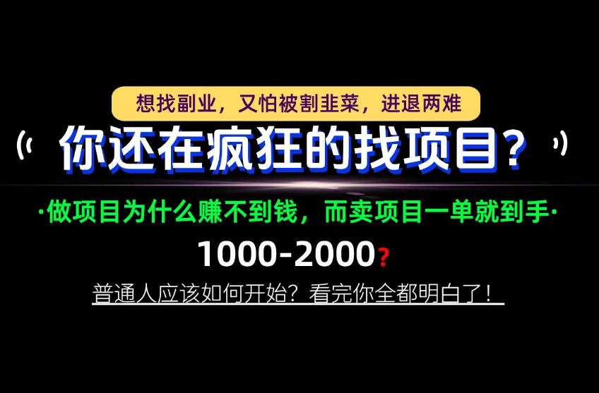 你还在疯狂的找项目？别傻了！卖项目才是真正的一本万利！怎么做，看完你全都明白！【揭秘】-小艾项目网