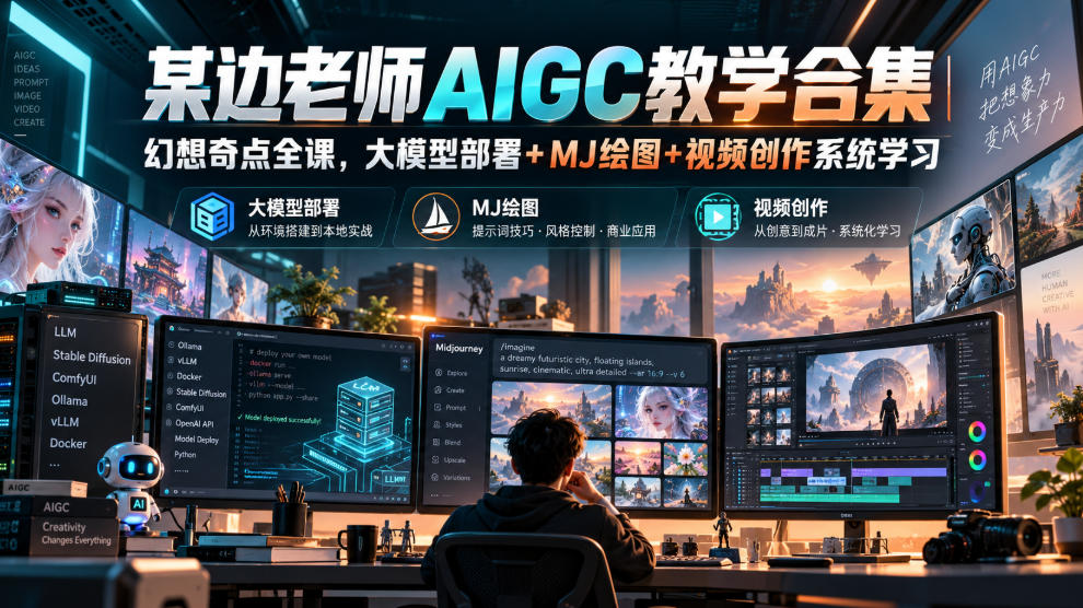 某边老师AIGC教学合集｜幻想奇点全课，大模型部署+MJ绘图+视频创作系统学习-小艾项目网