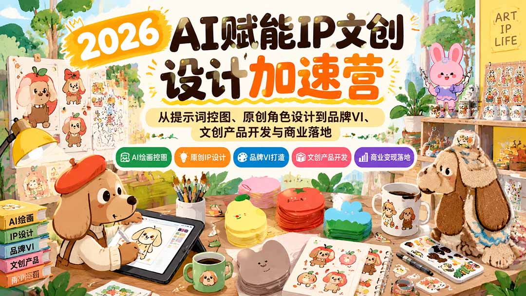 2026AI赋能IP文创设计加速营:从提示词控图、原创角色设计到品牌VI、文创产品开发与商业落地-小艾项目网