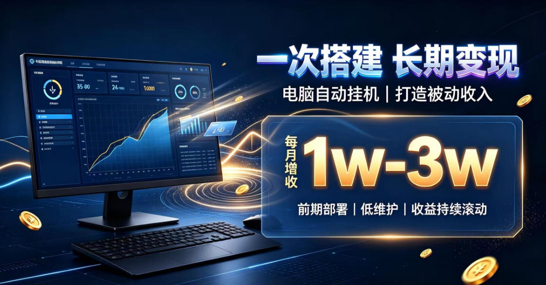 一份投入长期收益,电脑自动挂G类目,搭建被动收入每月增收1w-3w【揭秘】-小艾项目网