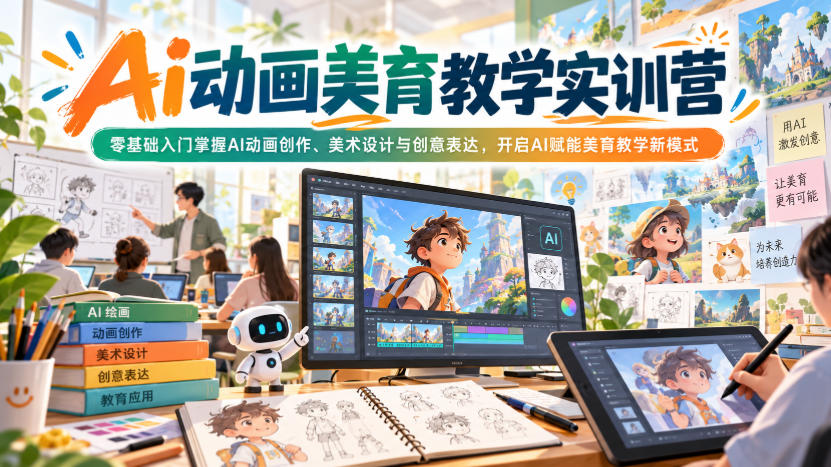 Ai动画美育教学实训营,零基础入门掌握AI动画创作、美术设计与创意表达,开启AI赋能美育教学新模式-小艾项目网