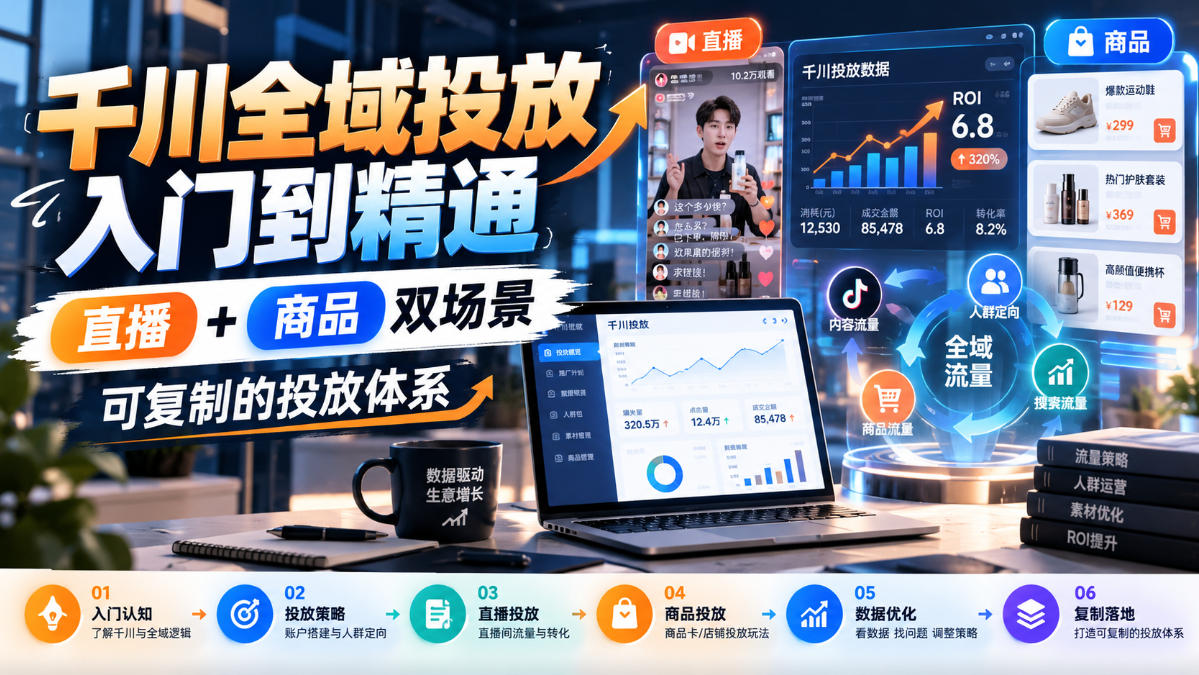 千川全域投放入门到精通,直播+商品双场景,可复制的投放体系(更新1026)-小艾项目网