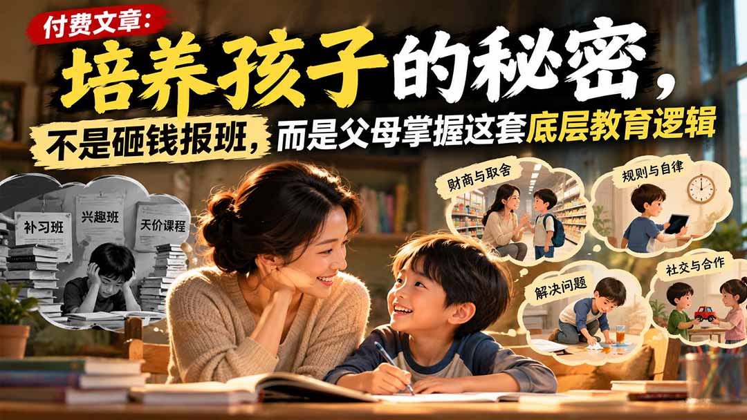 付费文章：培养孩子的秘密，不是砸钱报班，而是父母掌握这套底层教育逻辑-小艾项目网