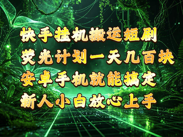 快手挂G搬运短剧玩法，荧光计划一天轻松几张到四位数，安卓手机就能操作【揭秘】-小艾项目网