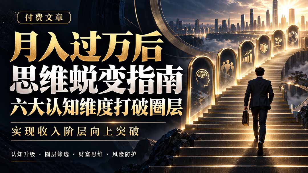 付费文章:月入过万后思维蜕变指南,六大认知维度打破圈层,实现收入阶层向上突破-副业网赚
