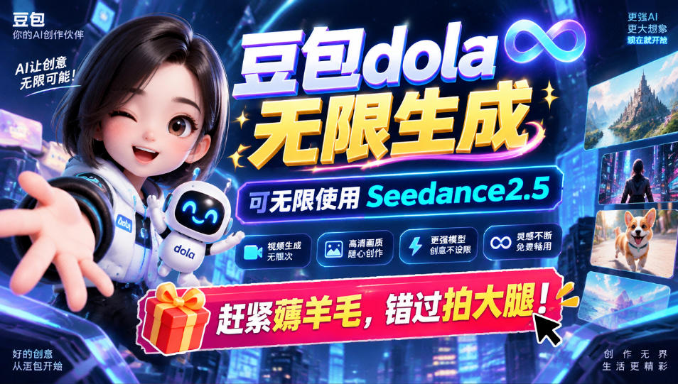 1029最新豆包dola无限生成技术，可以无限生成sseedance2.5，赶紧薅羊毛，和谐拍大腿-小艾项目网