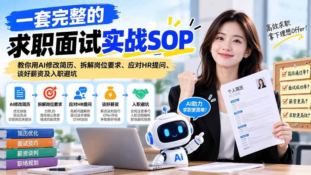 一套完整的求职面试实战SOP：教你用AI修改简历、拆解岗位要求、应对HR提问、谈好薪资及入职避坑-小艾项目网