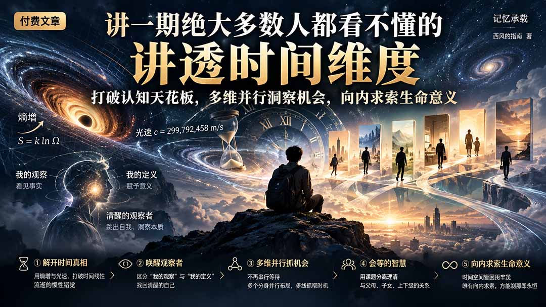 付费文章:讲一期绝大多数人都看不懂的,讲透时间维度,打破认知天花板,多维并行洞察机会,向内求索生命意义-小艾项目网