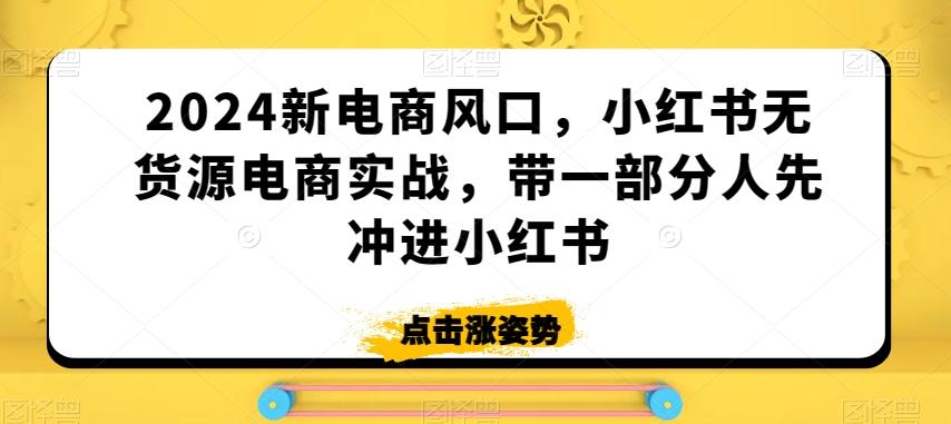 2024新电商风口，小红书无货源电商实战，带一部分人先冲进小红书-小艾项目网