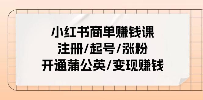 小红书商单赚钱课：注册/起号/涨粉/开通蒲公英/变现赚钱(25节课)-小艾项目网
