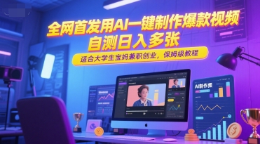 全网首发用AI一键制作爆款视频，自测日入多张，适合大学生宝妈兼职创业，保姆级教程-小艾项目网
