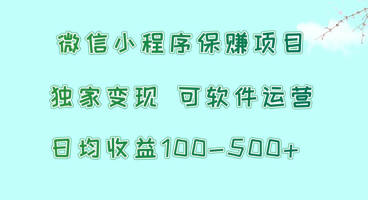 微信小程序保赚项目，日均收益100~500+，独家变现，可软件运营-小艾项目网