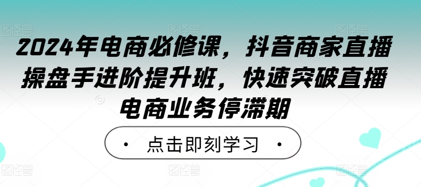2024年电商必修课，抖音商家直播操盘手进阶提升班，快速突破直播电商业务停滞期-小艾项目网