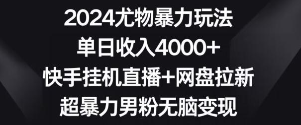 2024尤物暴力玩法，单日收入4000+，快手挂机直播+网盘拉新，超暴力男粉无脑变现【揭秘】-小艾项目网