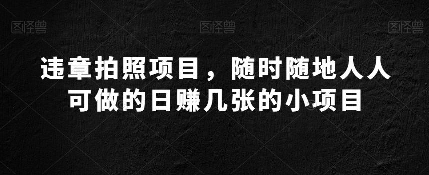 违章拍照项目，随时随地人人可做的日赚几张的小项目-小艾项目网