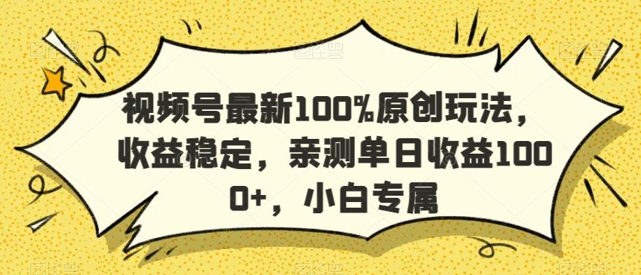 视频号最新100%原创玩法，收益稳定，亲测单日收益1000+，小白专属【揭秘】-小艾项目网
