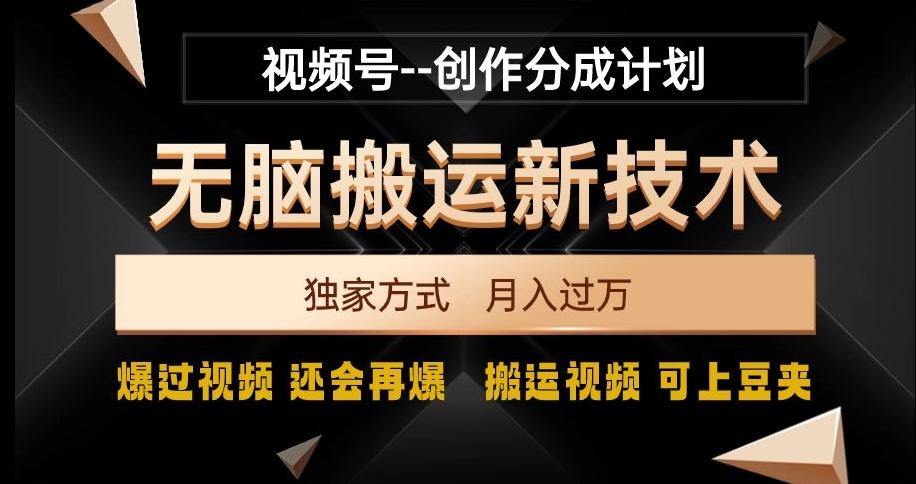 视频号无脑搬运新技术，破原创壕流量，独家方式，爆过视频，还会再爆【揭秘】-小艾项目网