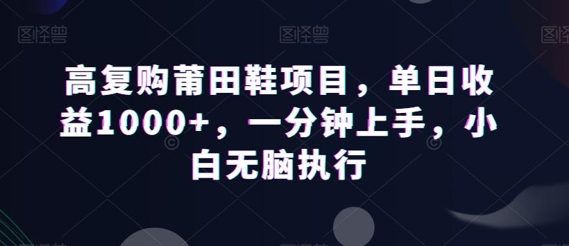 高复购莆田鞋项目，单日收益1000+，一分钟上手，小白无脑执行-小艾项目网