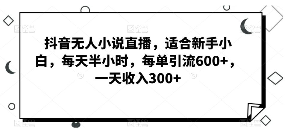 抖音无人小说直播，适合新手小白，每天半小时，每单引流600+，一天收入300+-小艾项目网