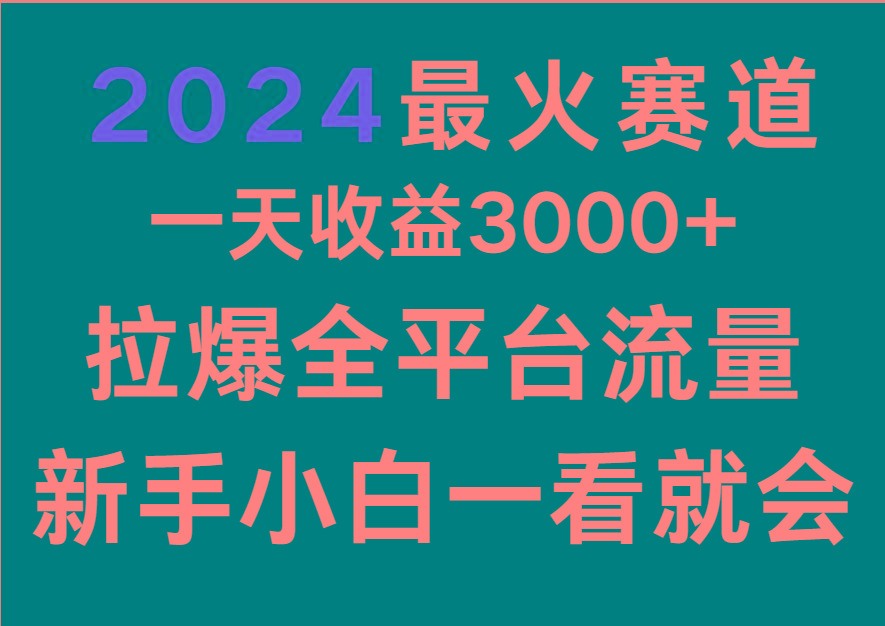 2024最火赛道，一天收一3000+.拉爆全平台流量，新手小白一看就会-小艾项目网