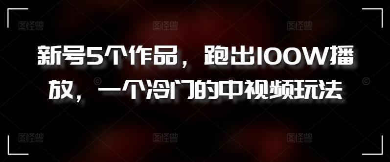 新号5个作品，跑出100W播放，一个冷门的中视频玩法【揭秘】-小艾项目网